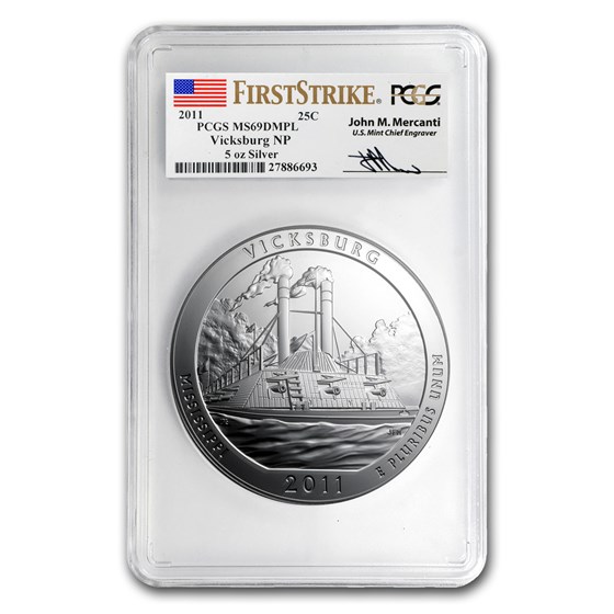 2011 5 oz Silver ATB Vicksburg MS-69 DMPL PCGS (FS, Mercanti) 2011 5 oz Silver ATB Vicksburg MS-69 DMPL PCGS (FS, Mercanti)